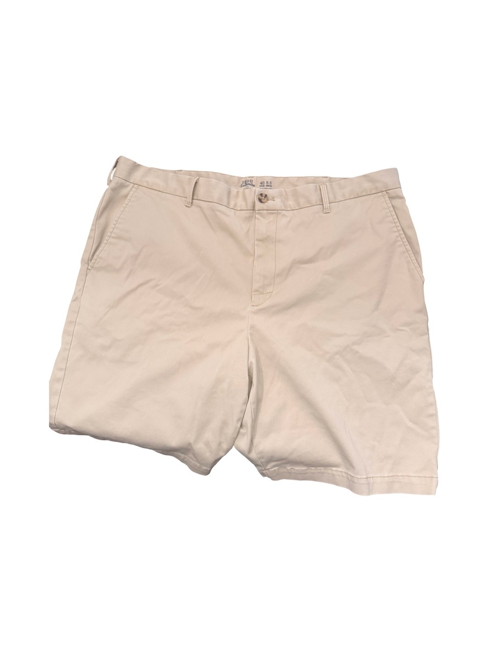Izod Men's Light Beige Flat Front Chino Shorts